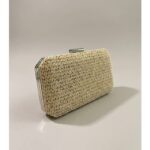 Aura Serifos Silver-Accent Straw Clutch – Χειροποίητο Ψάθινο Τσαντάκι